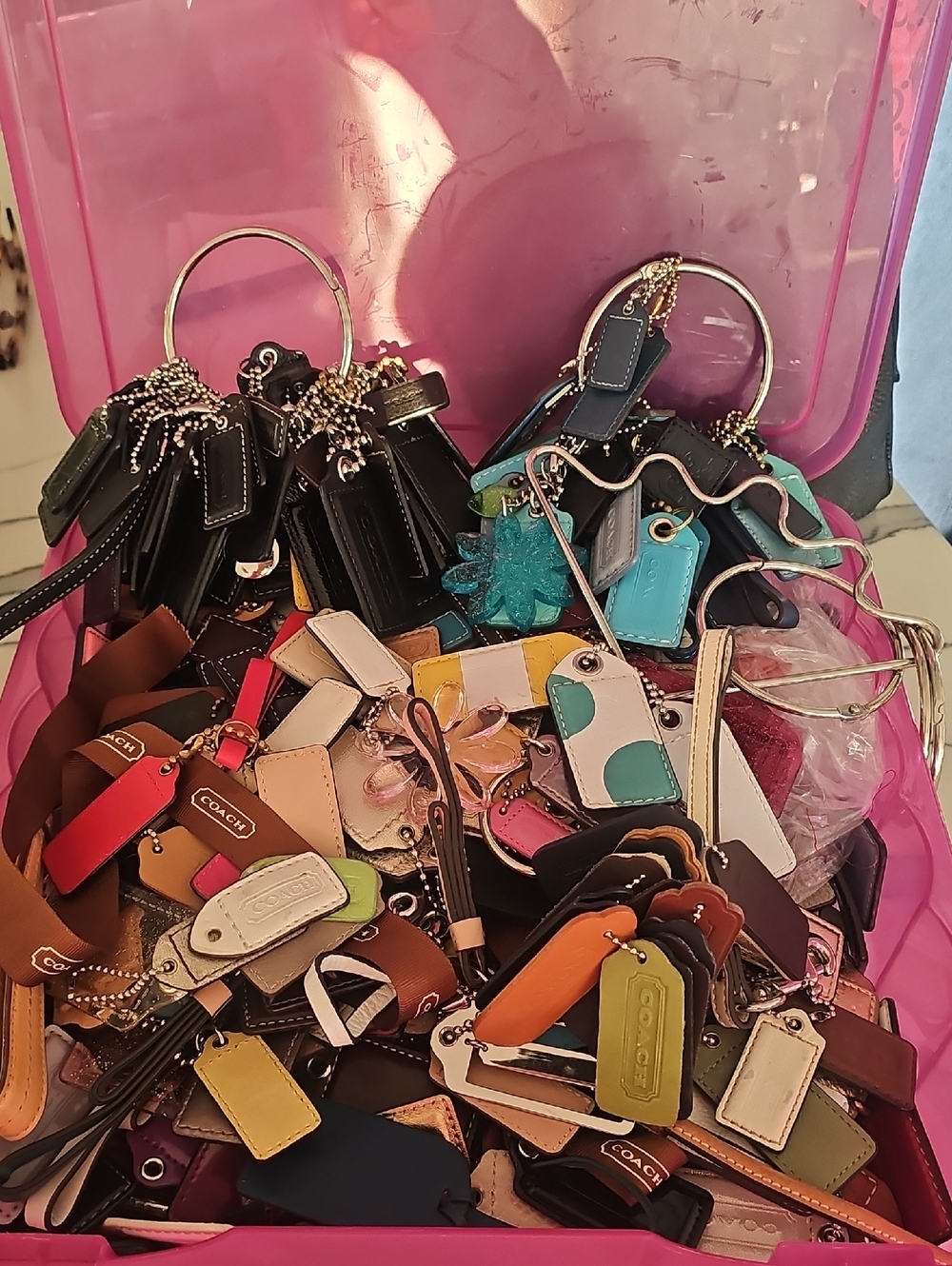 Coach Assorted Leather Bag Charms in Multi Colors. Vintage And Newer Tags.